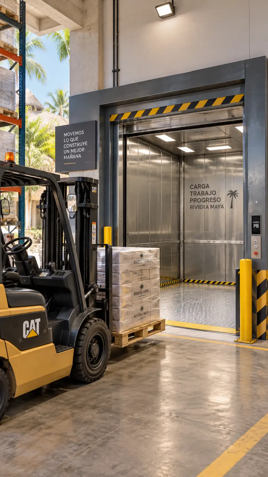 Elevador de carga comercial en riviera maya
